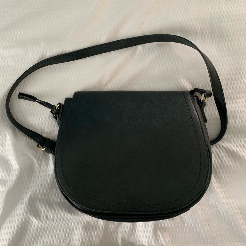 black faux leather crossbody bag